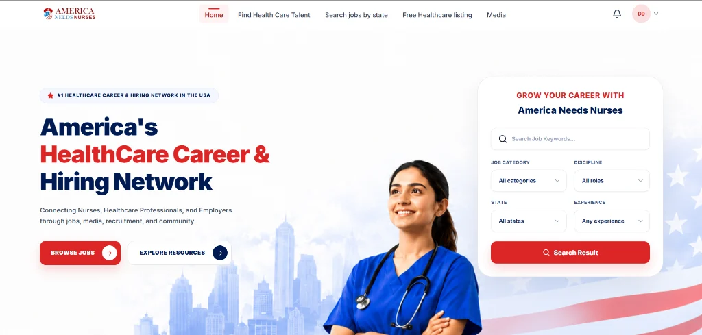 America Needs Nurses website homepage