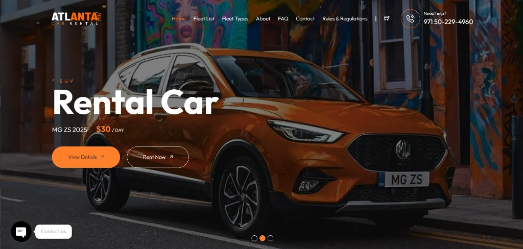 Atlanta Car Rental website homepage
