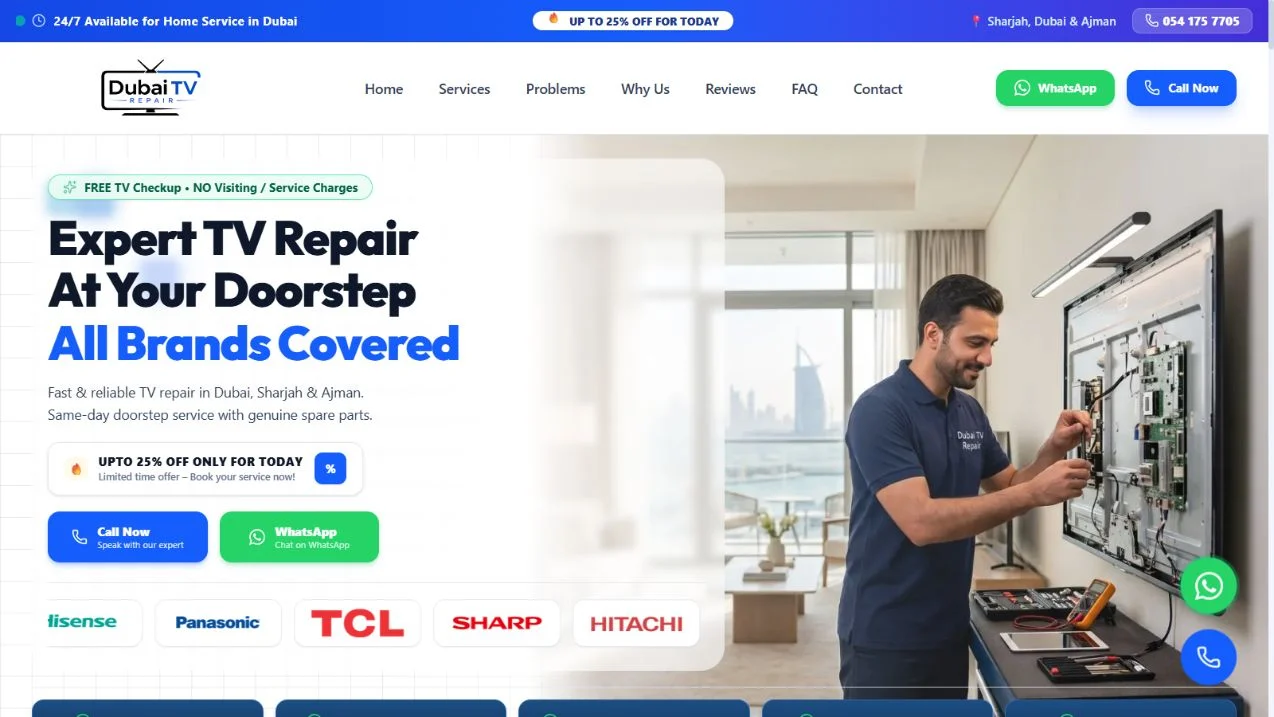 Dubai TV Repair website homepage