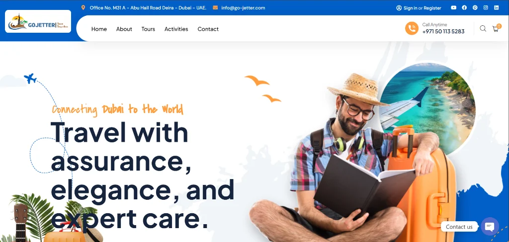 Go-Jetter Travel & Tours website homepage
