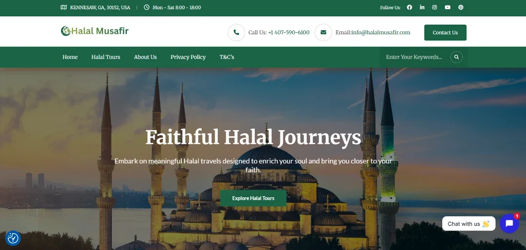 Halal Musafir website homepage