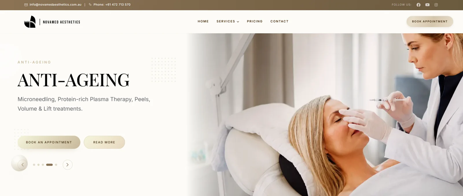 Novamed Aesthetics website homepage