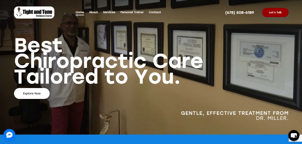 Tight and Tone Wellness Center website homepage